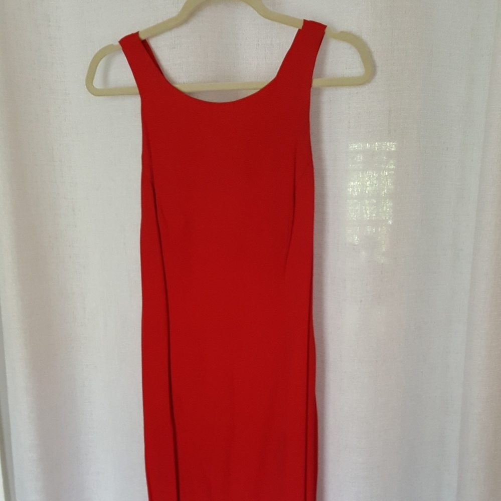 Red Minimalist Sleeveless Elegant evening dress Vintage 90's